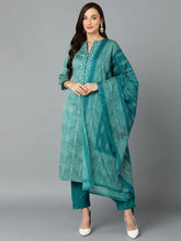 Silk Blend Rama Green Straight Kurta Pant-VKSKD1814